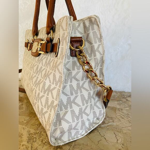 MICHAEL KORS Hamilton vanilla crossgrain leather satchel shoulder bag - Picture 4 of 9